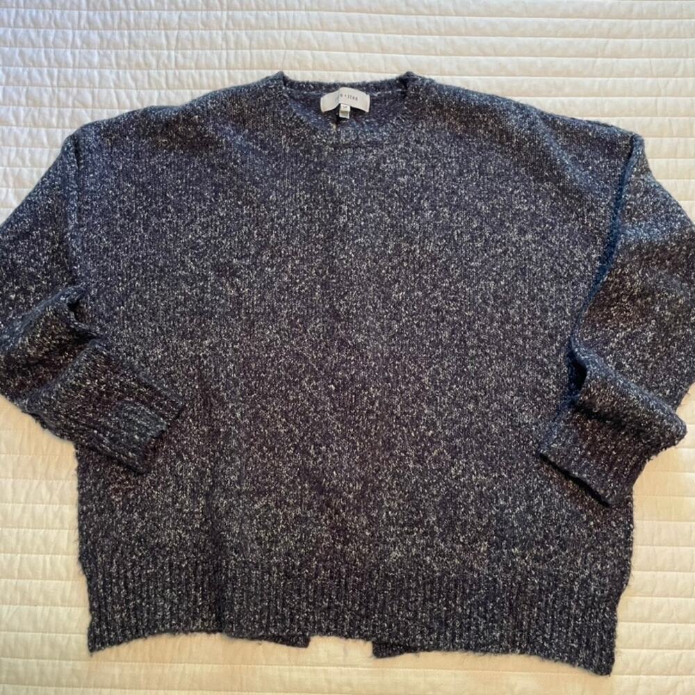 John + Jenn Navy Lace Up Back Long Sleeve Sweater Womens Small